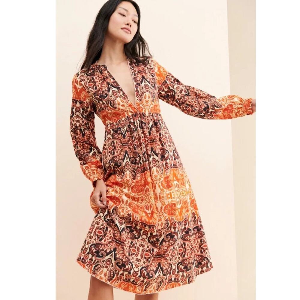 **SOLD** agua Bendita for Anthropologie Elaina Midi Dress (1X) - Picture 1 of 11